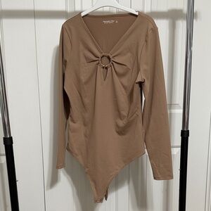 Abercrombie & Fitch Brown Long Sleeve Bodysuit